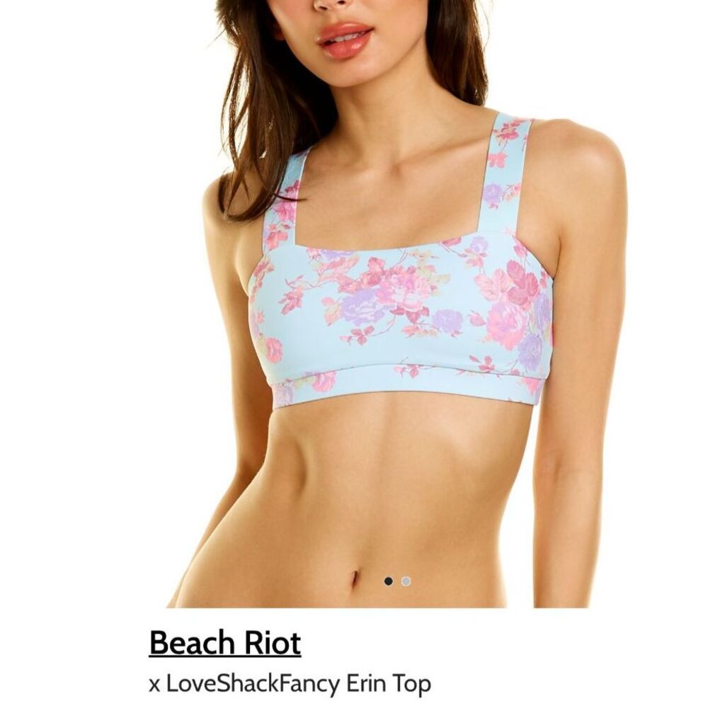 Beach Riot x LoveShackFancy Erin Bikini Top Floral Blue Size S
